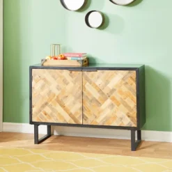 Natural Wood Mosaic Paneling Cabinet-Kirkland's Home New