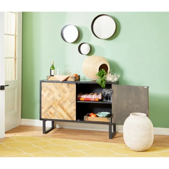 Natural Wood Mosaic Paneling Cabinet-Kirkland's Home New