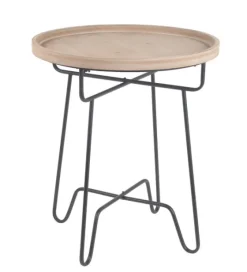 Natural Wood Round Tray Top Accent Table-Kirkland's Home Outlet