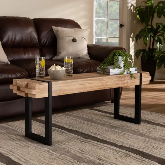 Natural Wood Stack Industrial Bench-Kirkland's Home Online