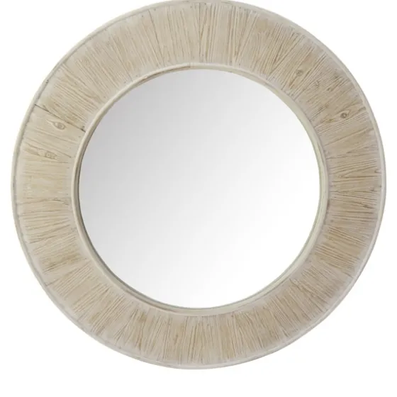 Natural Wood Whitewash Round Frame Mirror-Kirkland's Home Hot