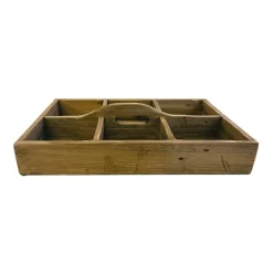 Natural Wooden Compartment Caddy With Handle-Kirkland's Home Best