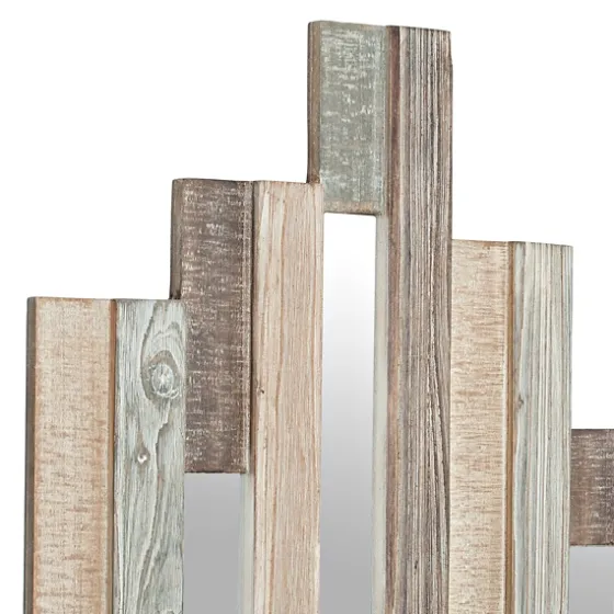 Natural Wooden Planks Mirrored Wall Plaque-Kirkland's Home Store