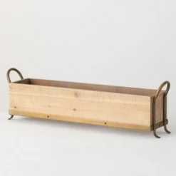 Natural Wooden Tray With Metal Handles-Kirkland's Home Outlet