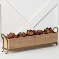Natural Wooden Tray With Metal Handles-Kirkland's Home Outlet