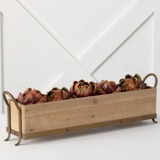 Natural Wooden Tray With Metal Handles-Kirkland's Home Outlet