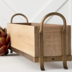 Natural Wooden Tray With Metal Handles-Kirkland's Home Outlet