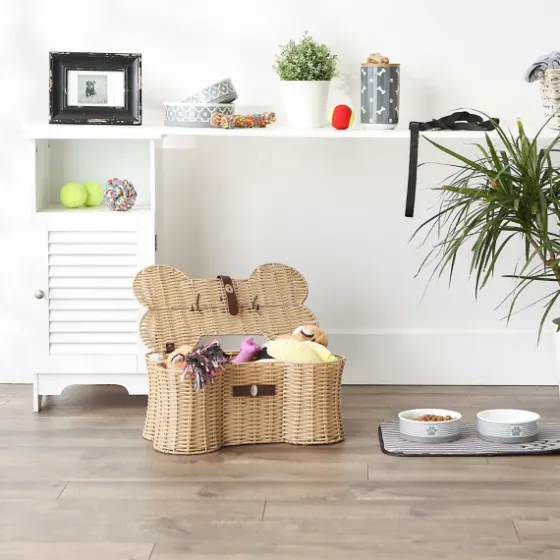 Natural Woven Bone Shaped Basket, 17 In.-Kirkland's Home Sale