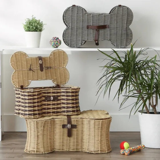 Natural Woven Bone Shaped Basket, 17 In.-Kirkland's Home Sale