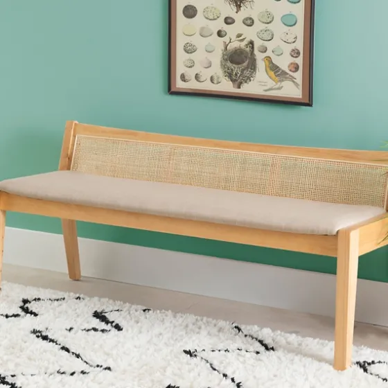 Natural Woven Rat Back Minimalist Bench-Kirkland's Home Cheap