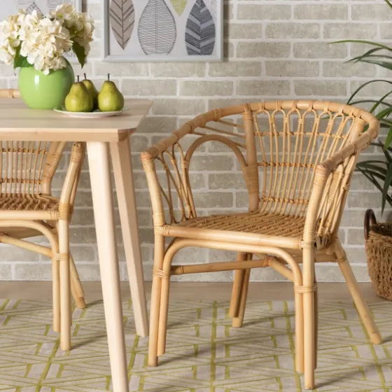 Natural Woven Rat Curved Back Dining Chair-Kirkland's Home Hot