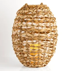 Natural Woven Rat Led Lantern, 16 In.-Kirkland's Home Best Sale
