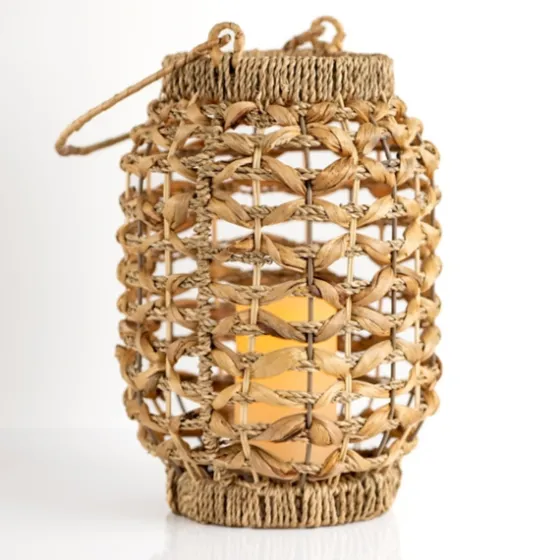 Natural Woven Rat Led Lantern, 13 In.-Kirkland's Home Online