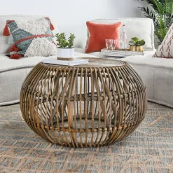 Natural Woven Rat Round Coffee Table-Kirkland's Home Best