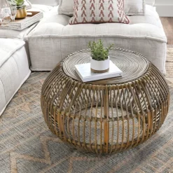 Natural Woven Rat Round Coffee Table-Kirkland's Home Best