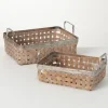 Natural Woven Reed And Metal Baskets, Set Of 2-Kirkland's Home Flash Sale