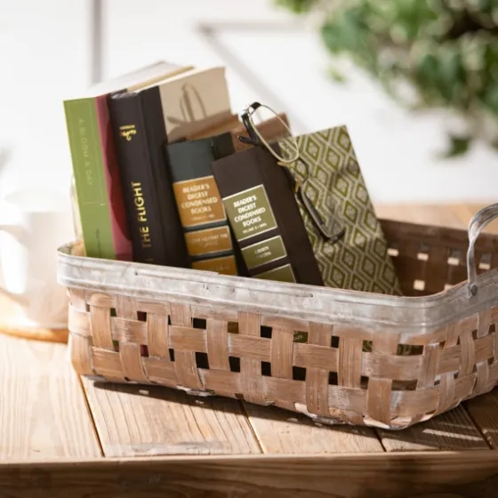 Natural Woven Reed And Metal Baskets, Set Of 2-Kirkland's Home Flash Sale