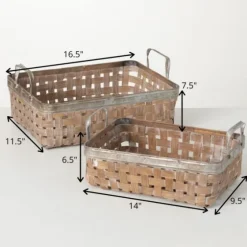 Natural Woven Reed And Metal Baskets, Set Of 2-Kirkland's Home Flash Sale