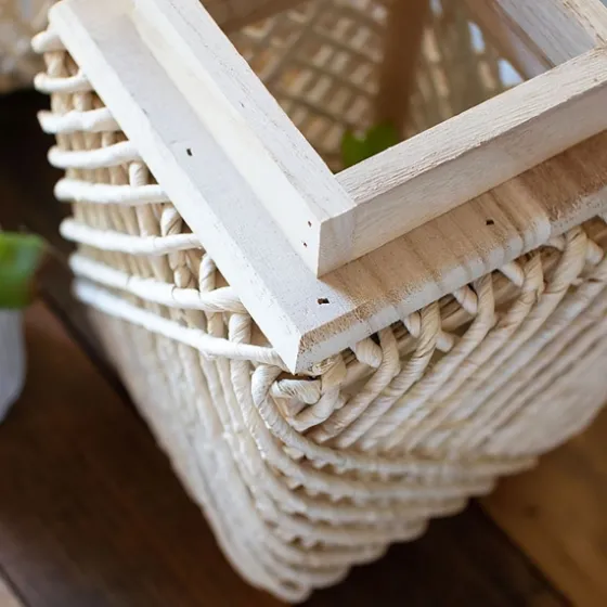 Natural Woven Rope And Wood Lanterns, Set Of 2-Kirkland's Home Discount
