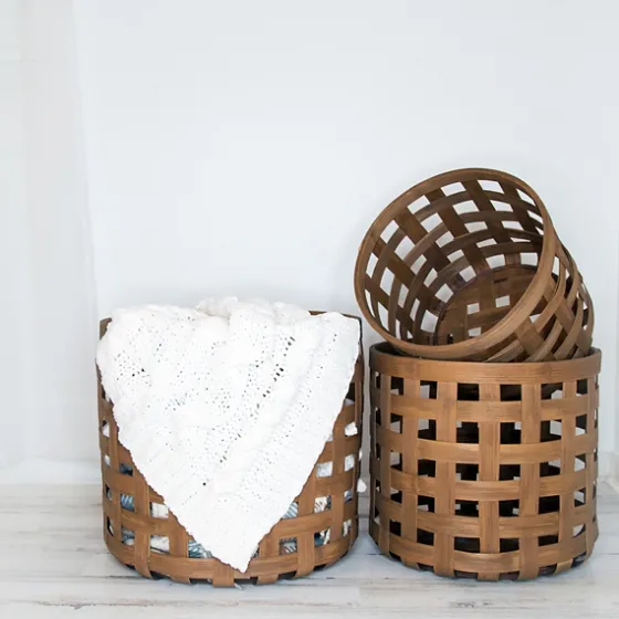 Natural Woven Wicker Round Baskets, Set Of 3-Kirkland's Home Shop