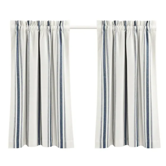 Navy & White Stripe Cafe Curtain Panel Set, 36 In.-Kirkland's Home Hot