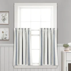 Navy & White Stripe Cafe Curtain Panel Set, 36 In.-Kirkland's Home Hot