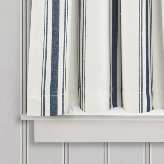 Navy & White Stripe Cafe Curtain Panel Set, 36 In.-Kirkland's Home Hot