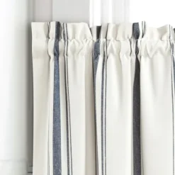 Navy & White Stripe Cafe Curtain Panel Set, 24 In.-Kirkland's Home Clearance