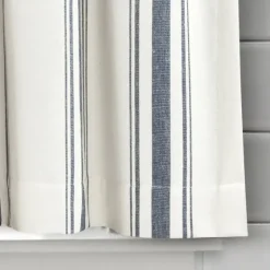 Navy & White Stripe Cafe Curtain Panel Set, 24 In.-Kirkland's Home Clearance