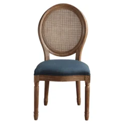 Navy And Brown Cane Oval Back Dining Chair-Kirkland's Home Best