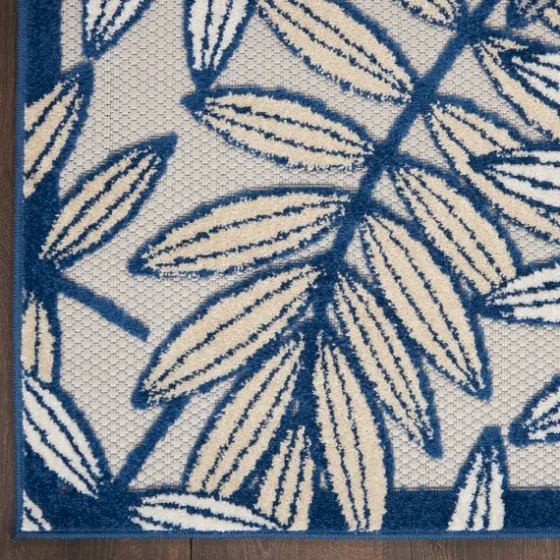 Navy And Gray Botanical Outdoor Area Rug, 6X9-Kirkland's Home Cheap