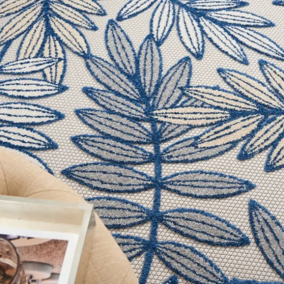 Navy And Gray Botanical Outdoor Area Rug, 6X9-Kirkland's Home Cheap