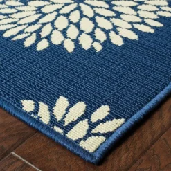 Navy And Green Floral Vine Outdoor Area Rug, 5X7-Kirkland's Home Online