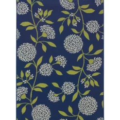 Navy And Green Floral Vine Outdoor Area Rug, 3X5-Kirkland's Home Hot