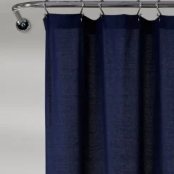 Navy And White Button Accent Linen Shower Curtain-Kirkland's Home Shop