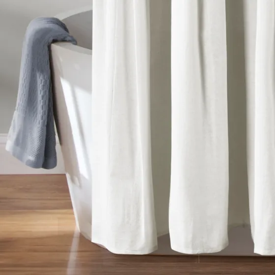 Navy And White Button Accent Linen Shower Curtain-Kirkland's Home Shop