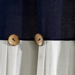 Navy And White Button Accent Linen Shower Curtain-Kirkland's Home Shop