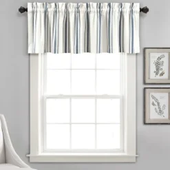 Navy And White Farmhouse Stripe Valance-Kirkland's Home Best Sale