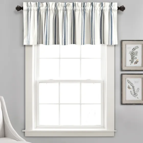 Navy And White Farmhouse Stripe Valance-Kirkland's Home Best Sale
