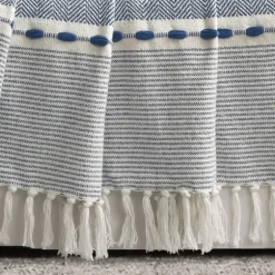 Navy And White Herringbone Stripe Throw-Kirkland's Home Hot