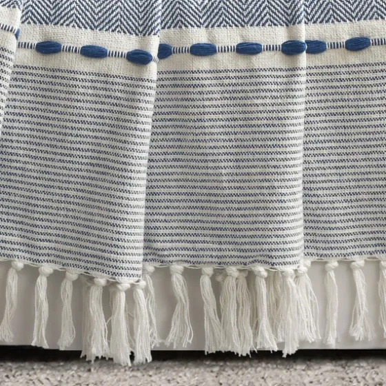 Navy And White Herringbone Stripe Throw-Kirkland's Home Hot