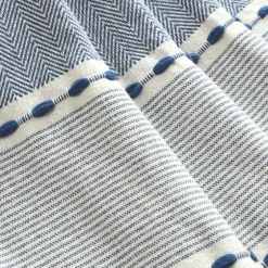 Navy And White Herringbone Stripe Throw-Kirkland's Home Hot