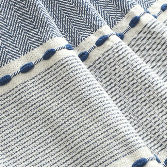 Navy And White Herringbone Stripe Throw-Kirkland's Home Hot
