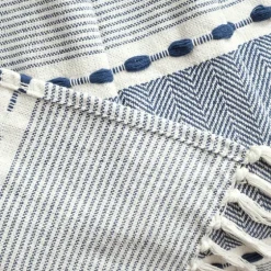 Navy And White Herringbone Stripe Throw-Kirkland's Home Hot