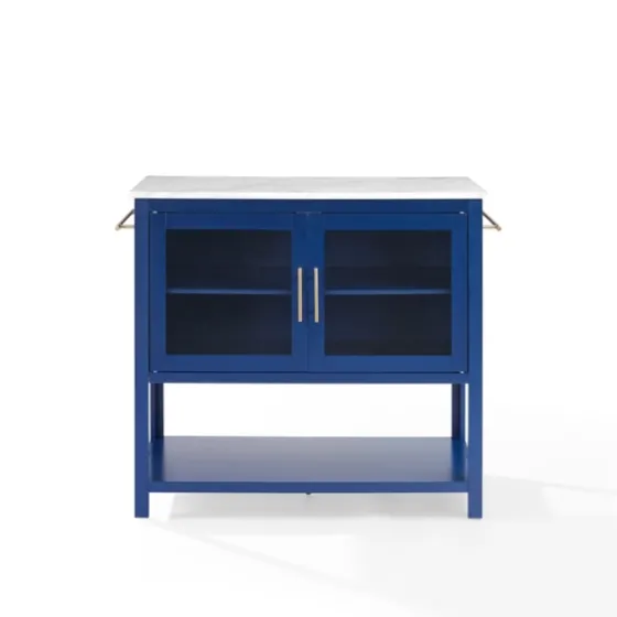 Navy And White Marble Top Kitchen Island-Kirkland's Home Fashion