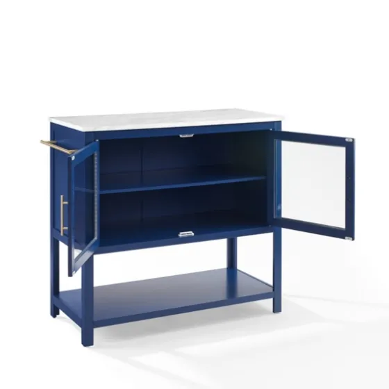 Navy And White Marble Top Kitchen Island-Kirkland's Home Fashion