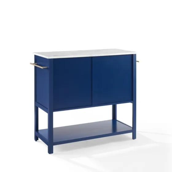 Navy And White Marble Top Kitchen Island-Kirkland's Home Fashion