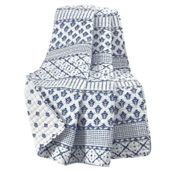 Navy And White Striped Geometric Reversible Throw-Kirkland's Home Flash Sale