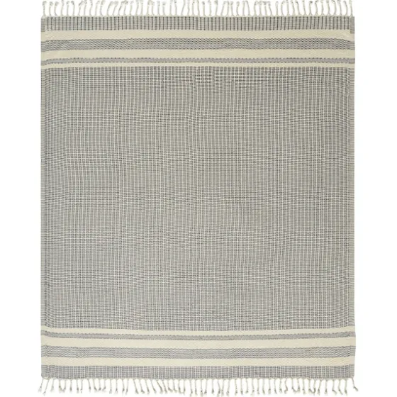 Navy And White Stripes Cotton Throw-Kirkland's Home Hot