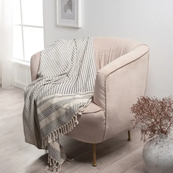 Navy And White Stripes Cotton Throw-Kirkland's Home Hot